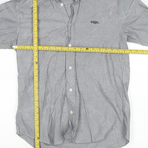 Henri Lloyd Men's Grey Cotton Long Sleeve Regular Fit Shirt M