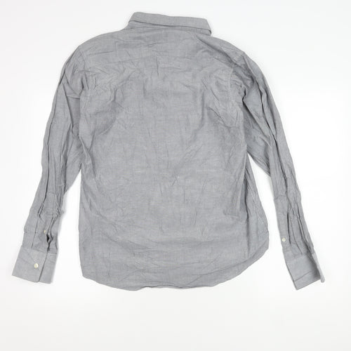 Henri Lloyd Men's Grey Cotton Long Sleeve Regular Fit Shirt M