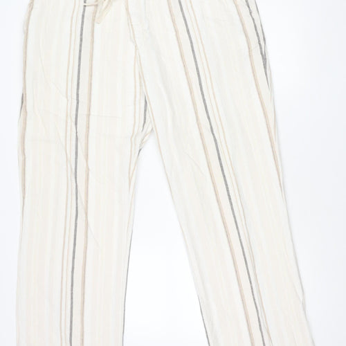Cotton Traders Women’s Beige XL Linen Blend Striped Summer Trousers