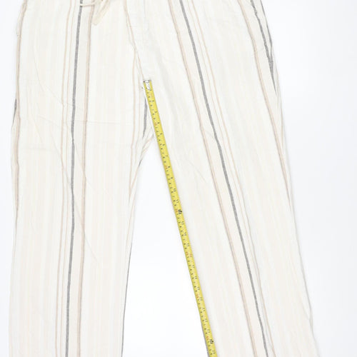 Cotton Traders Women’s Beige XL Linen Blend Striped Summer Trousers