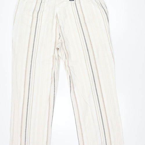 Cotton Traders Women’s Beige XL Linen Blend Striped Summer Trousers