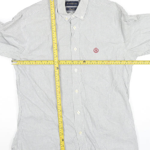 Henri Lloyd Men’s Grey Striped Cotton Button-Up Shirt M