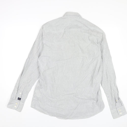 Henri Lloyd Men’s Grey Striped Cotton Button-Up Shirt M