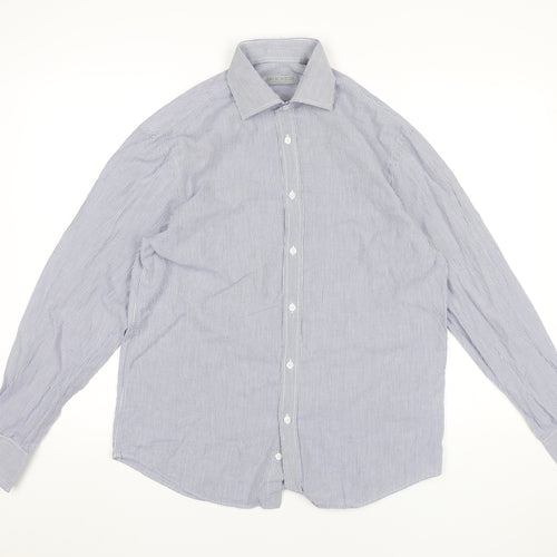 Jack Reid Men's Blue Striped Dress Shirt Size 15/38 Long Sleeve