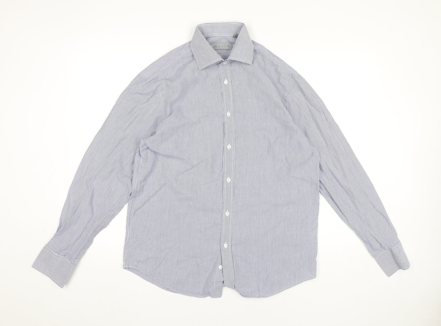 Jack Reid Men's Blue Striped Dress Shirt Size 15/38 Long Sleeve