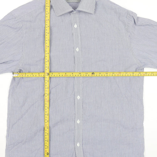 Jack Reid Men's Blue Striped Dress Shirt Size 15/38 Long Sleeve