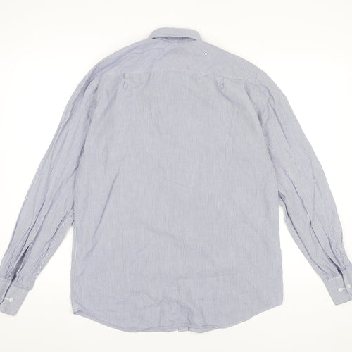 Jack Reid Men's Blue Striped Dress Shirt Size 15/38 Long Sleeve