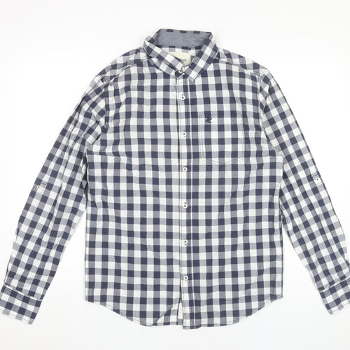 SoulCal & Co Men's Blue Check Long Sleeve Button-Up Shirt M