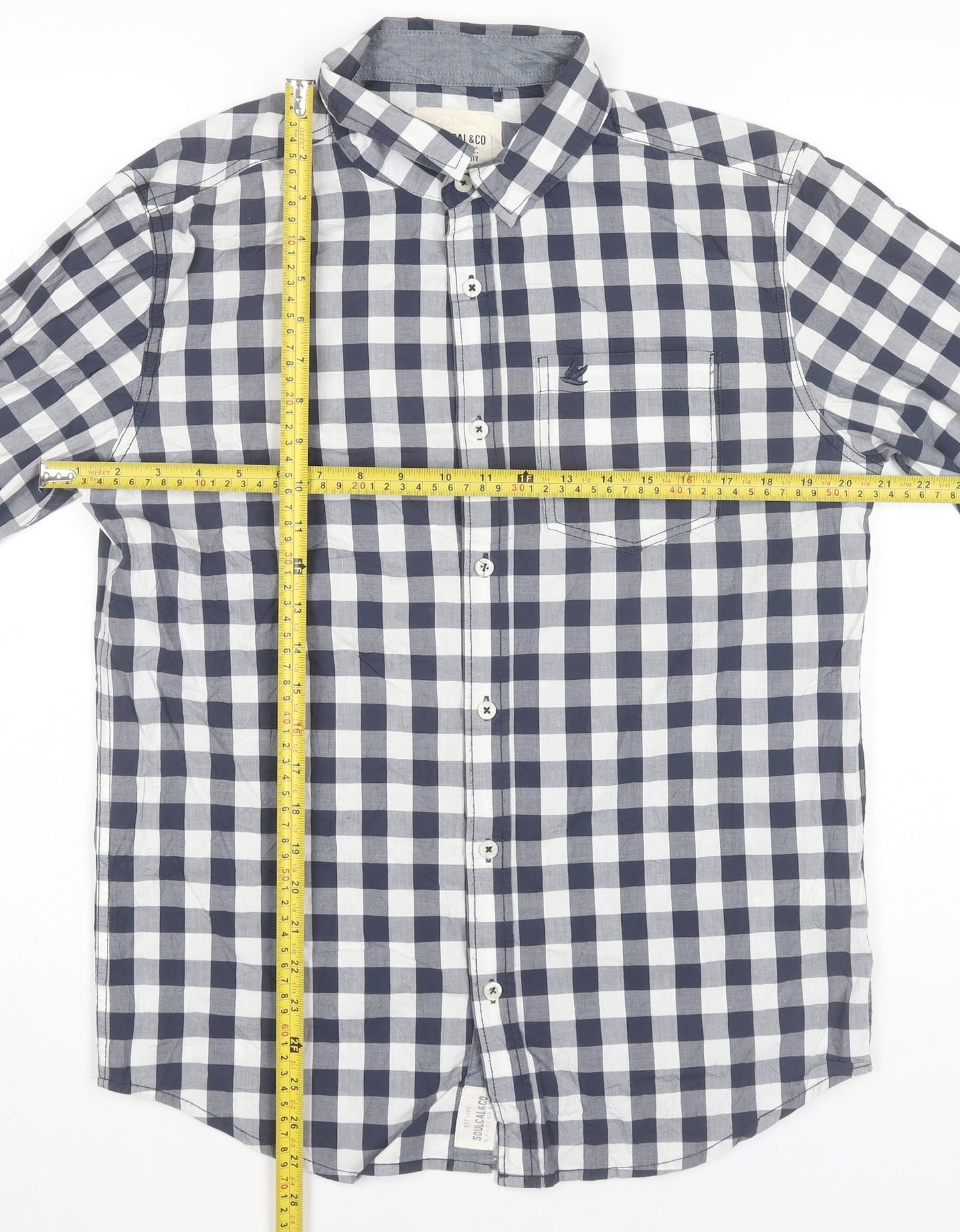 SoulCal & Co Men's Blue Check Long Sleeve Button-Up Shirt M