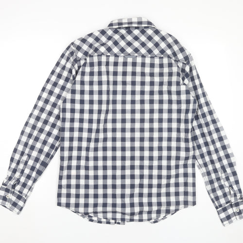 SoulCal & Co Men's Blue Check Long Sleeve Button-Up Shirt M