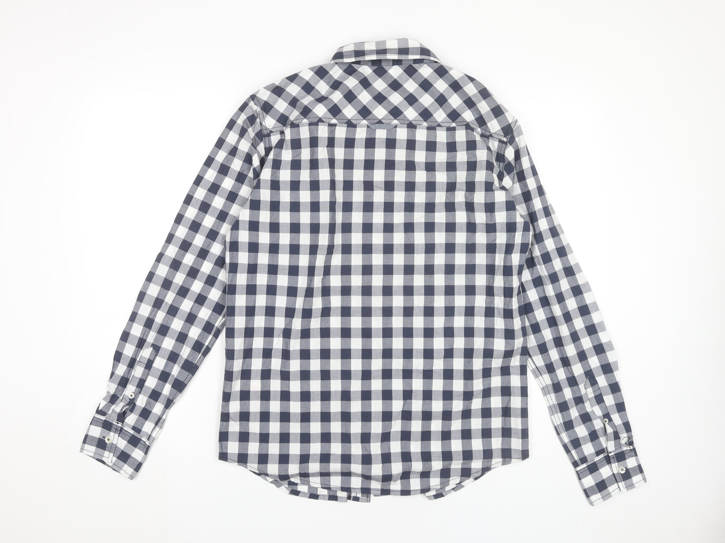 SoulCal & Co Men's Blue Check Long Sleeve Button-Up Shirt M