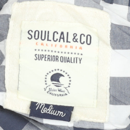 SoulCal & Co Men's Blue Check Long Sleeve Button-Up Shirt M