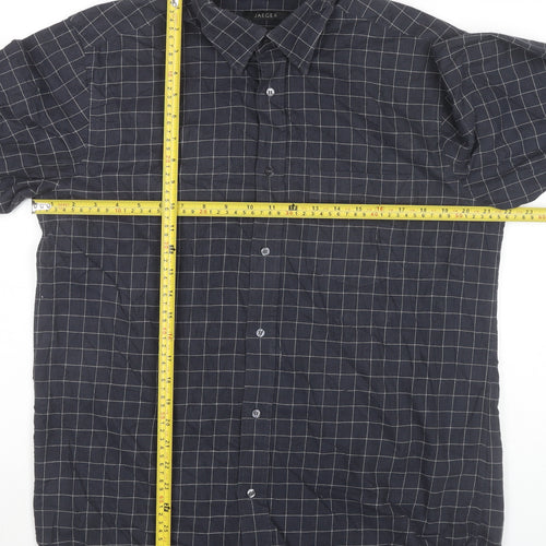 Jaeger Men's Blue XL Two Fold Cotton Check Button-Up Shirt