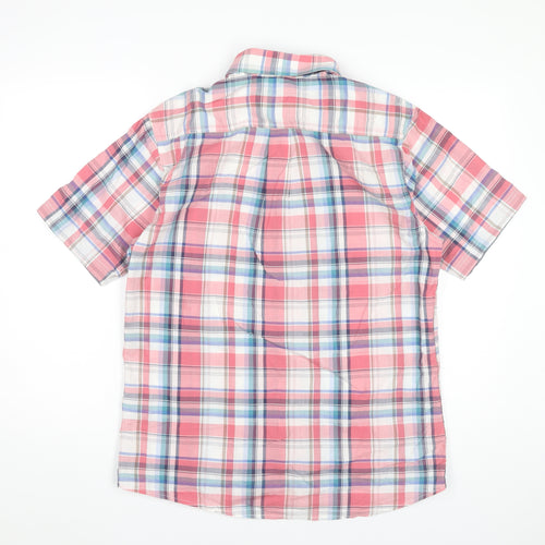George Mens Pink Plaid Button-Up Short Sleeve Shirt Size M 39"-40"