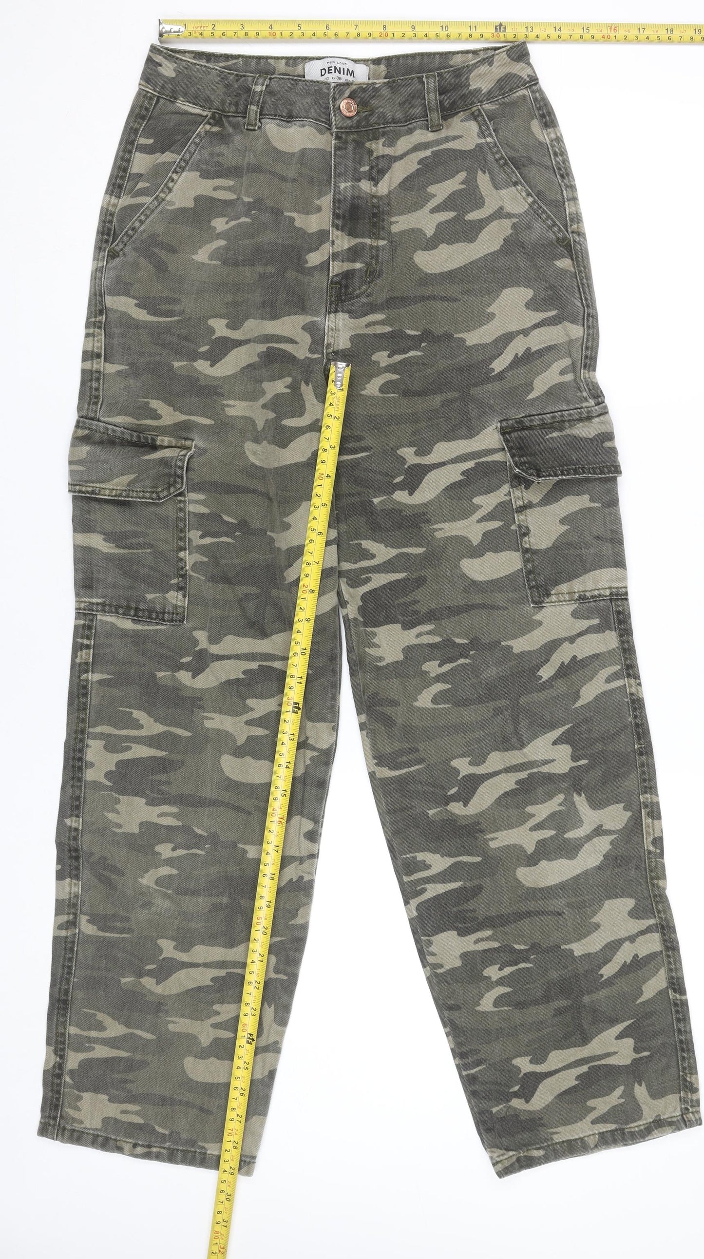 New Look Women’s Green Camouflage Cargo Jeans Size 10 Cotton