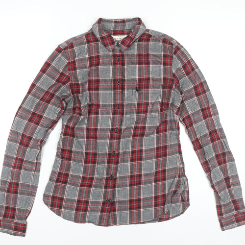 Jack Wills Womens Red Plaid Cotton Button-Up Shirt Size 6