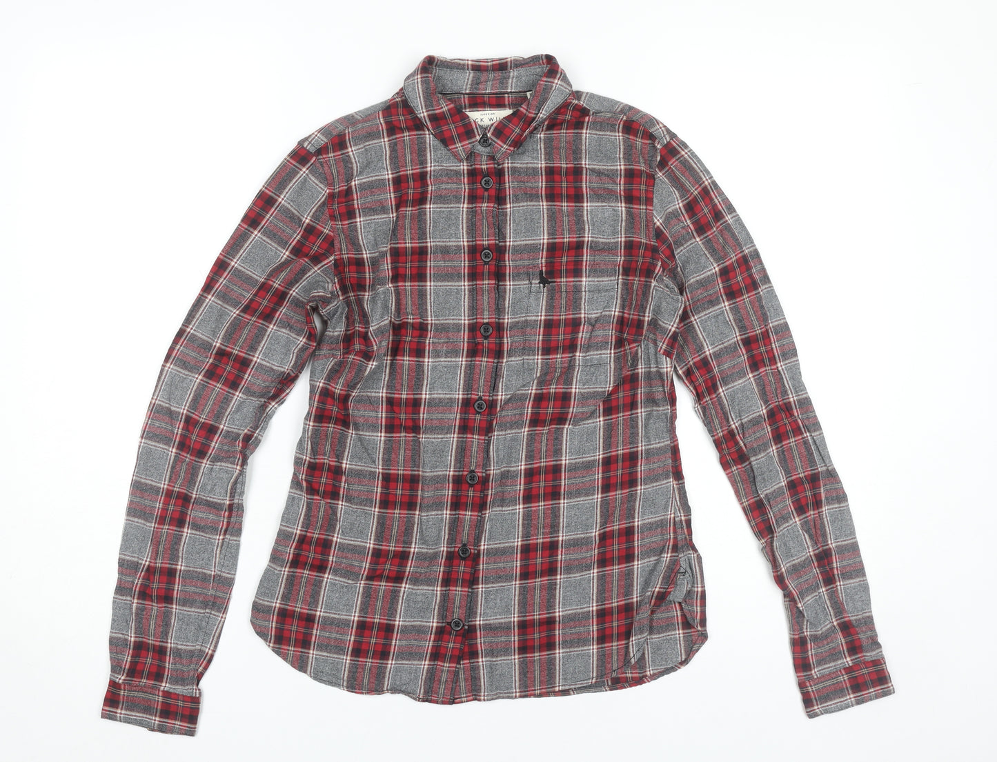 Jack Wills Womens Red Plaid Cotton Button-Up Shirt Size 6
