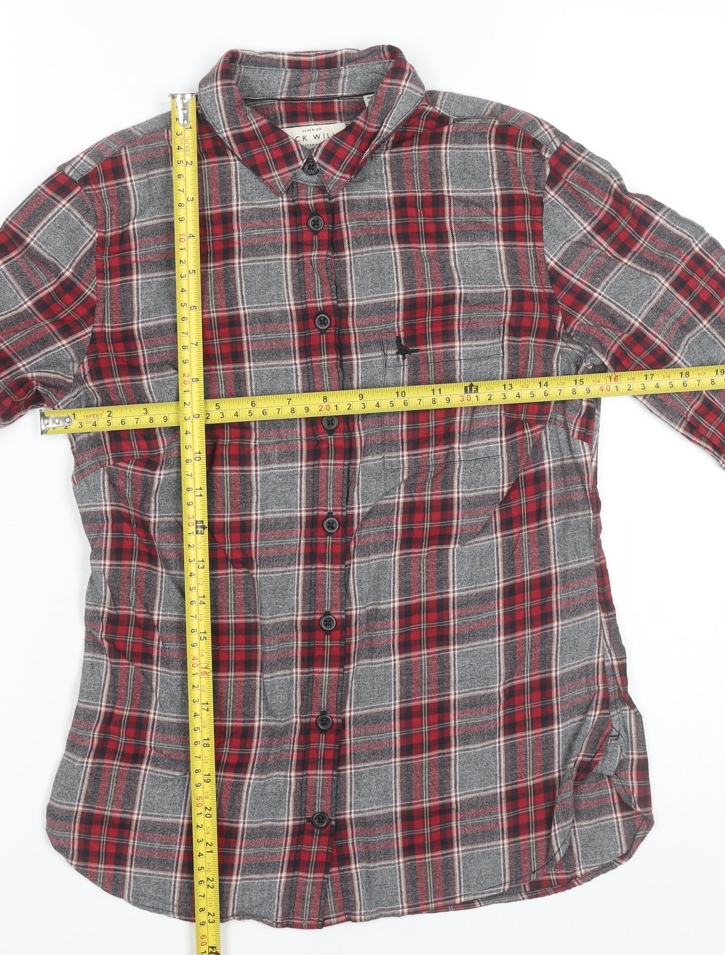 Jack Wills Womens Red Plaid Cotton Button-Up Shirt Size 6