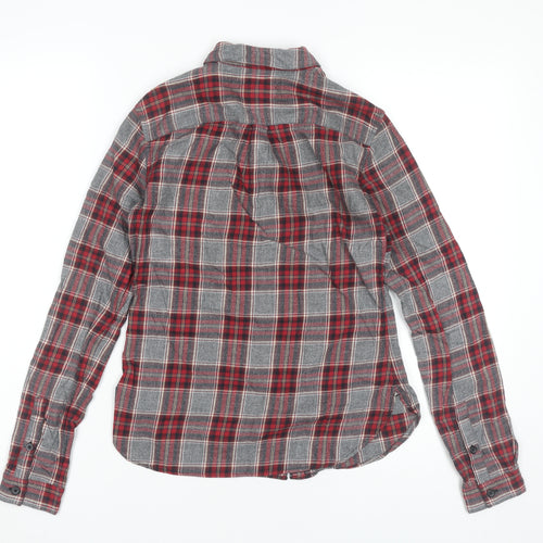 Jack Wills Womens Red Plaid Cotton Button-Up Shirt Size 6