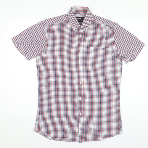 Cedar Wood State Men's Multicoloured Checked Short Sleeve Shirt Size 15 Slim Fit