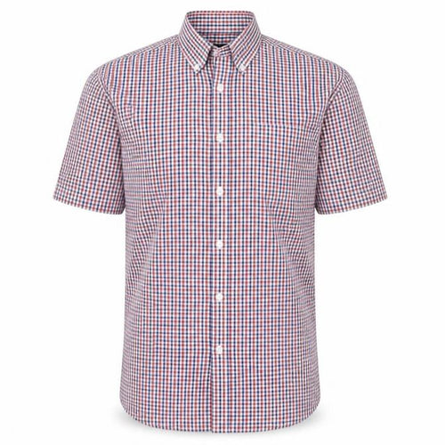 Cedar Wood State Men's Multicoloured Checked Short Sleeve Shirt Size 15 Slim Fit