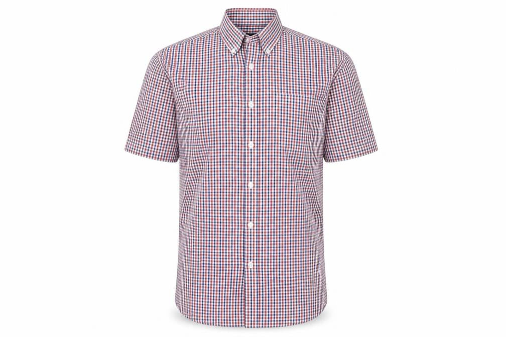 Cedar Wood State Men's Multicoloured Checked Short Sleeve Shirt Size 15 Slim Fit