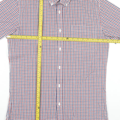 Cedar Wood State Men's Multicoloured Checked Short Sleeve Shirt Size 15 Slim Fit