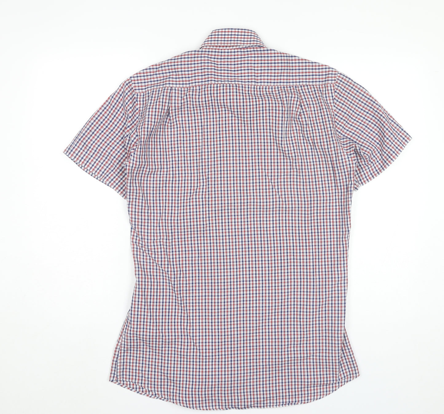 Cedar Wood State Men's Multicoloured Checked Short Sleeve Shirt Size 15 Slim Fit