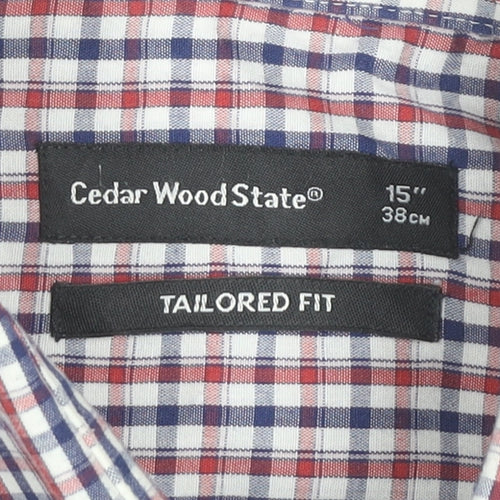 Cedar Wood State Men's Multicoloured Checked Short Sleeve Shirt Size 15 Slim Fit