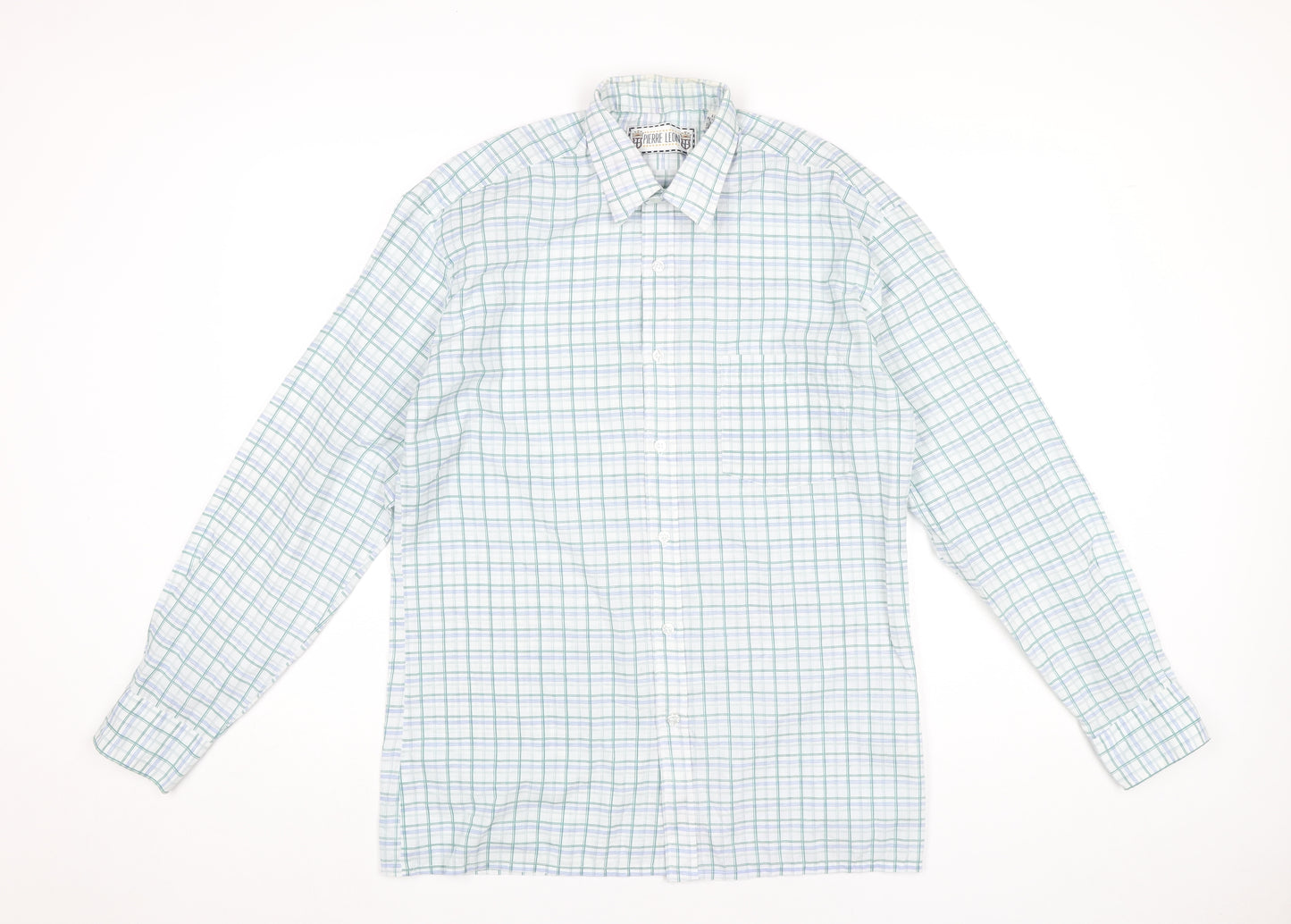 Pierre Leon Men's Multicoloured Check Long Sleeve Dress Shirt Size 15 Regular