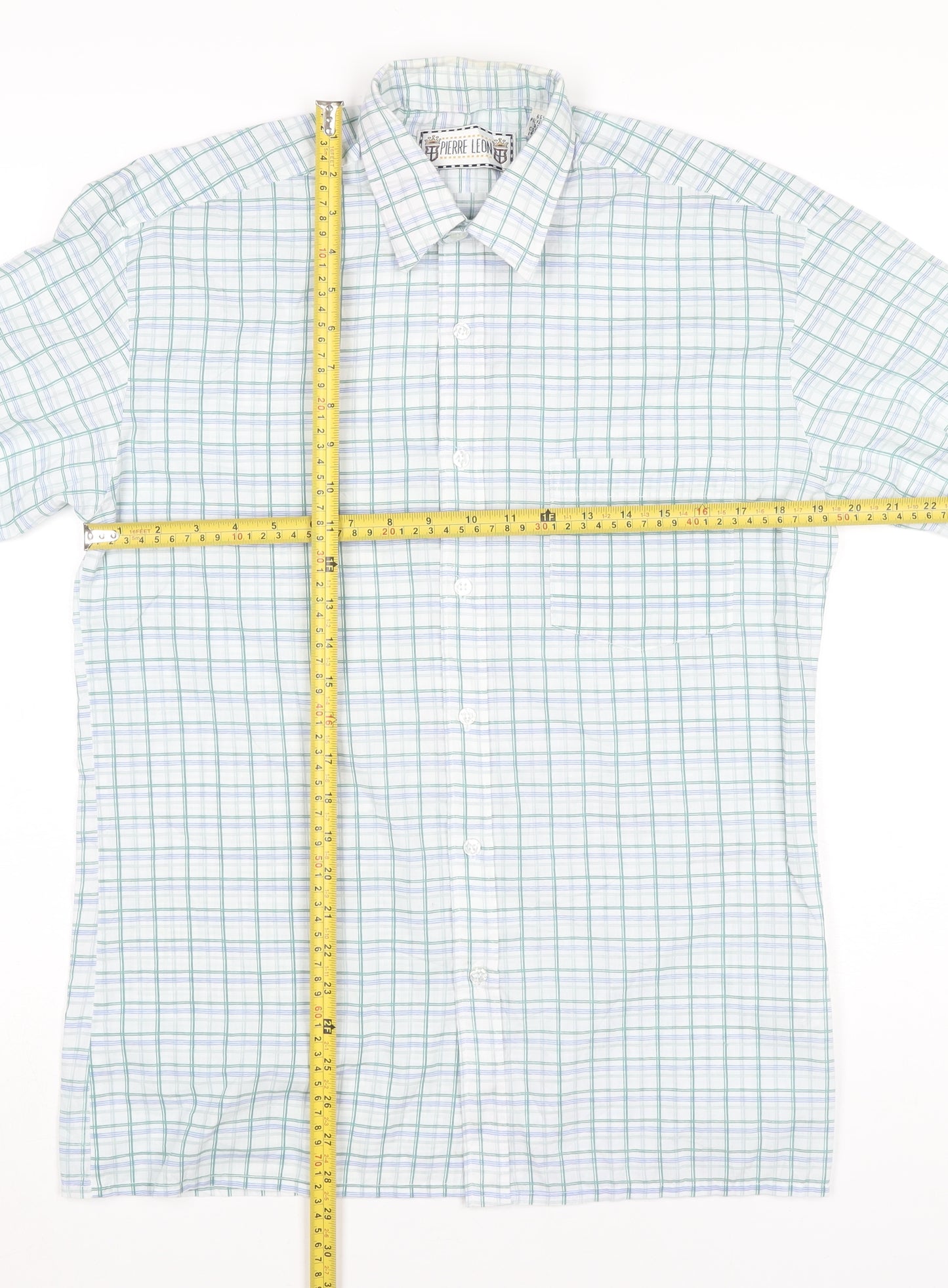 Pierre Leon Men's Multicoloured Check Long Sleeve Dress Shirt Size 15 Regular