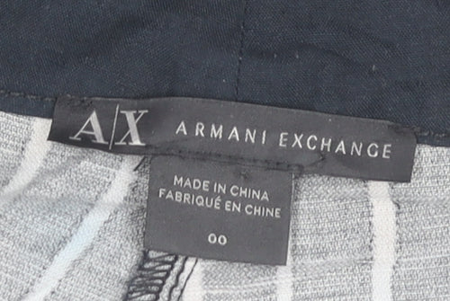 Armani Exchange Womens Black Striped 2XS Chino Trousers