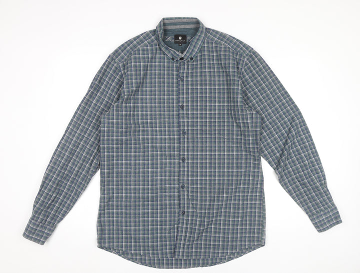 Steel & Jelly Men's Blue XL Button-Down Check Flannel Shirt