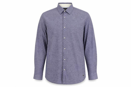 Scotch & Soda Men’s Blue Polka Dot Cotton Long Sleeve Dress Shirt L