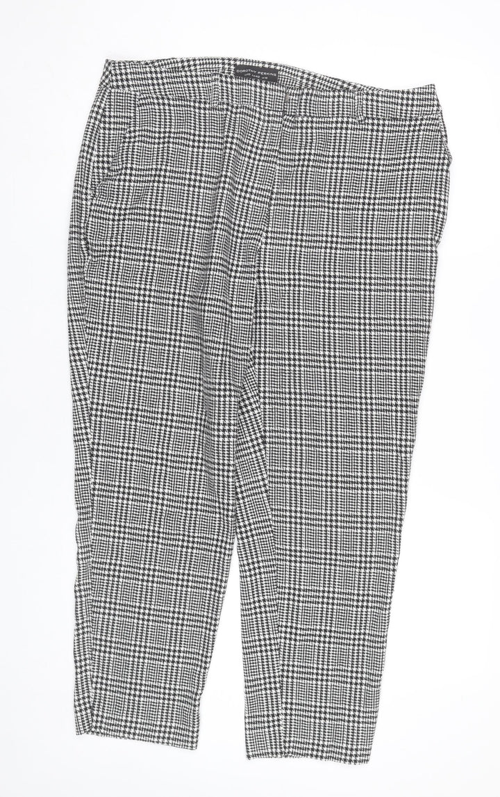 Dorothy Perkins Women’s Black Check Tapered Trousers UK 14 Slim Fit