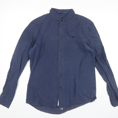 Henri Lloyd Men’s Blue Cotton Button-Up Shirt M Regular Fit