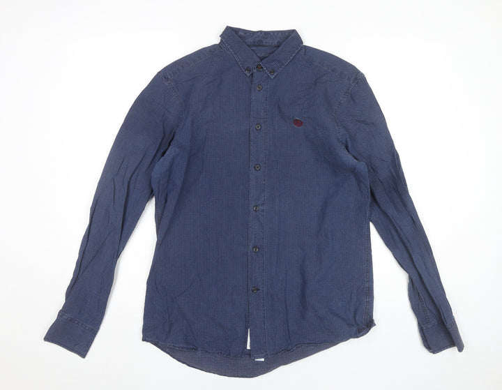 Henri Lloyd Men’s Blue Cotton Button-Up Shirt M Regular Fit