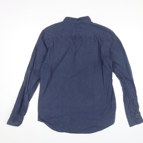 Henri Lloyd Men’s Blue Cotton Button-Up Shirt M Regular Fit