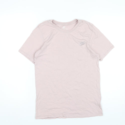 Nike Womens Pink Short Sleeve Athletic Fit Cotton T-Shirt Size S