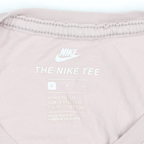 Nike Womens Pink Short Sleeve Athletic Fit Cotton T-Shirt Size S
