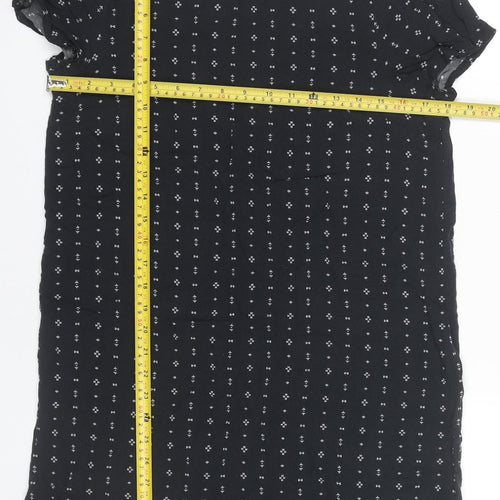 H&M Women Black Shift Dress Size 10 Short Sleeve Knee Length