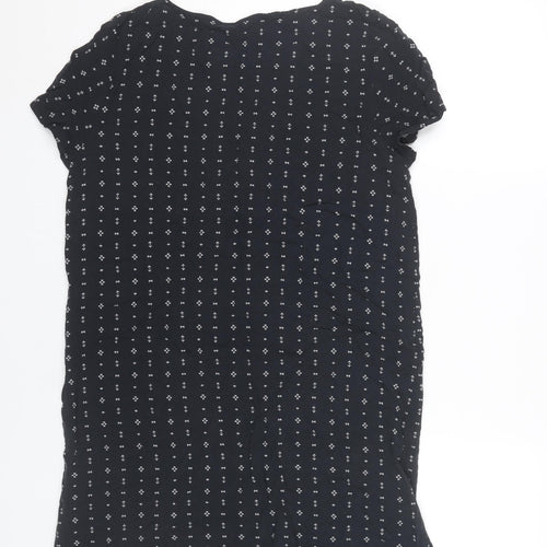 H&M Women Black Shift Dress Size 10 Short Sleeve Knee Length
