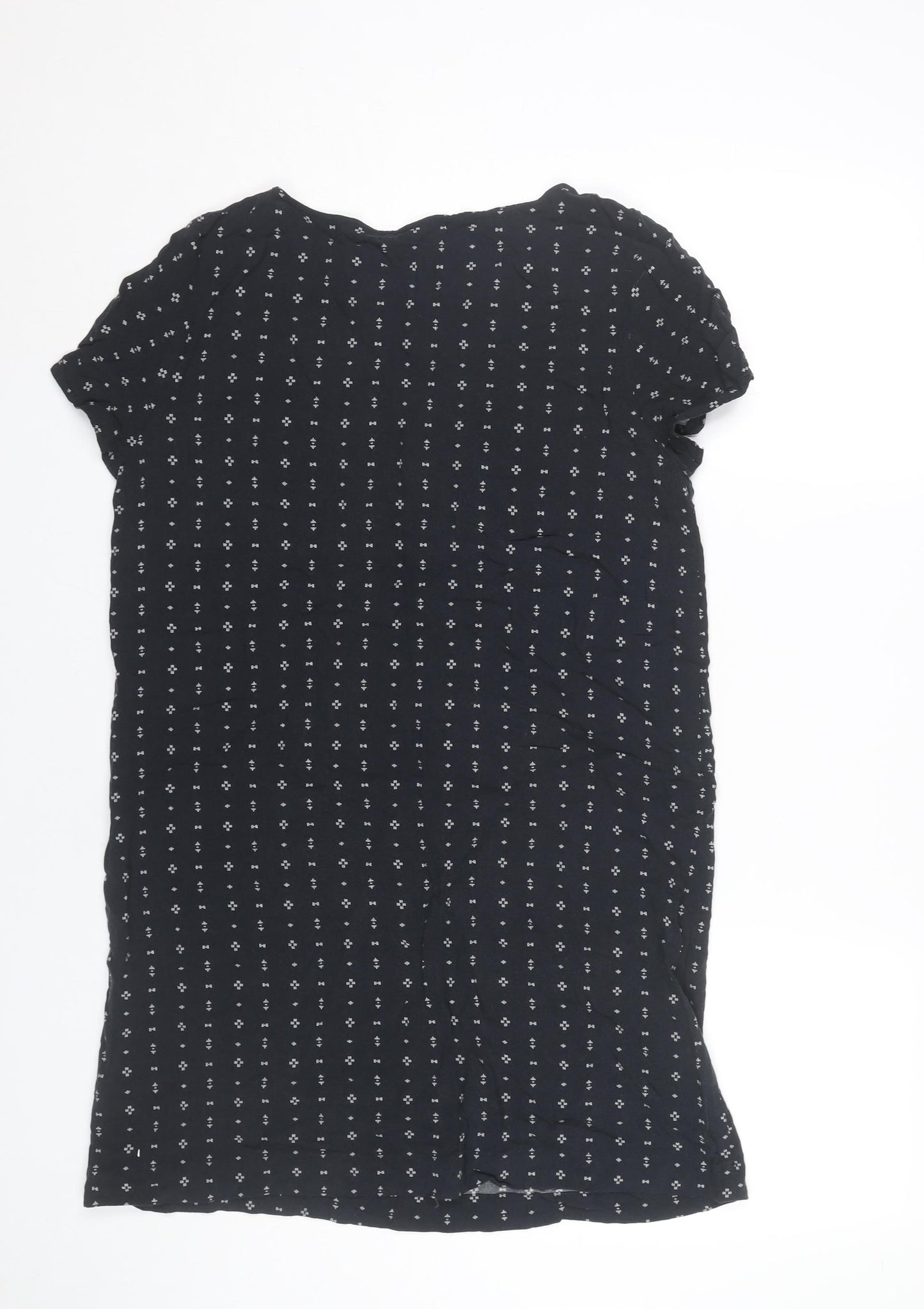 H&M Women Black Shift Dress Size 10 Short Sleeve Knee Length