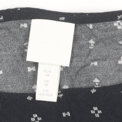 H&M Women Black Shift Dress Size 10 Short Sleeve Knee Length