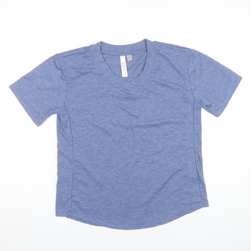 Flora Nikrooz Womens Blue V-Neck Short Sleeve T-Shirt Size S