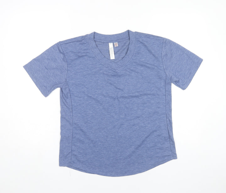 Flora Nikrooz Womens Blue V-Neck Short Sleeve T-Shirt Size S