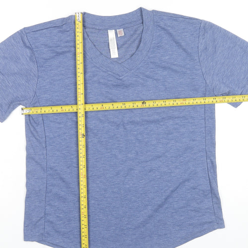 Flora Nikrooz Womens Blue V-Neck Short Sleeve T-Shirt Size S