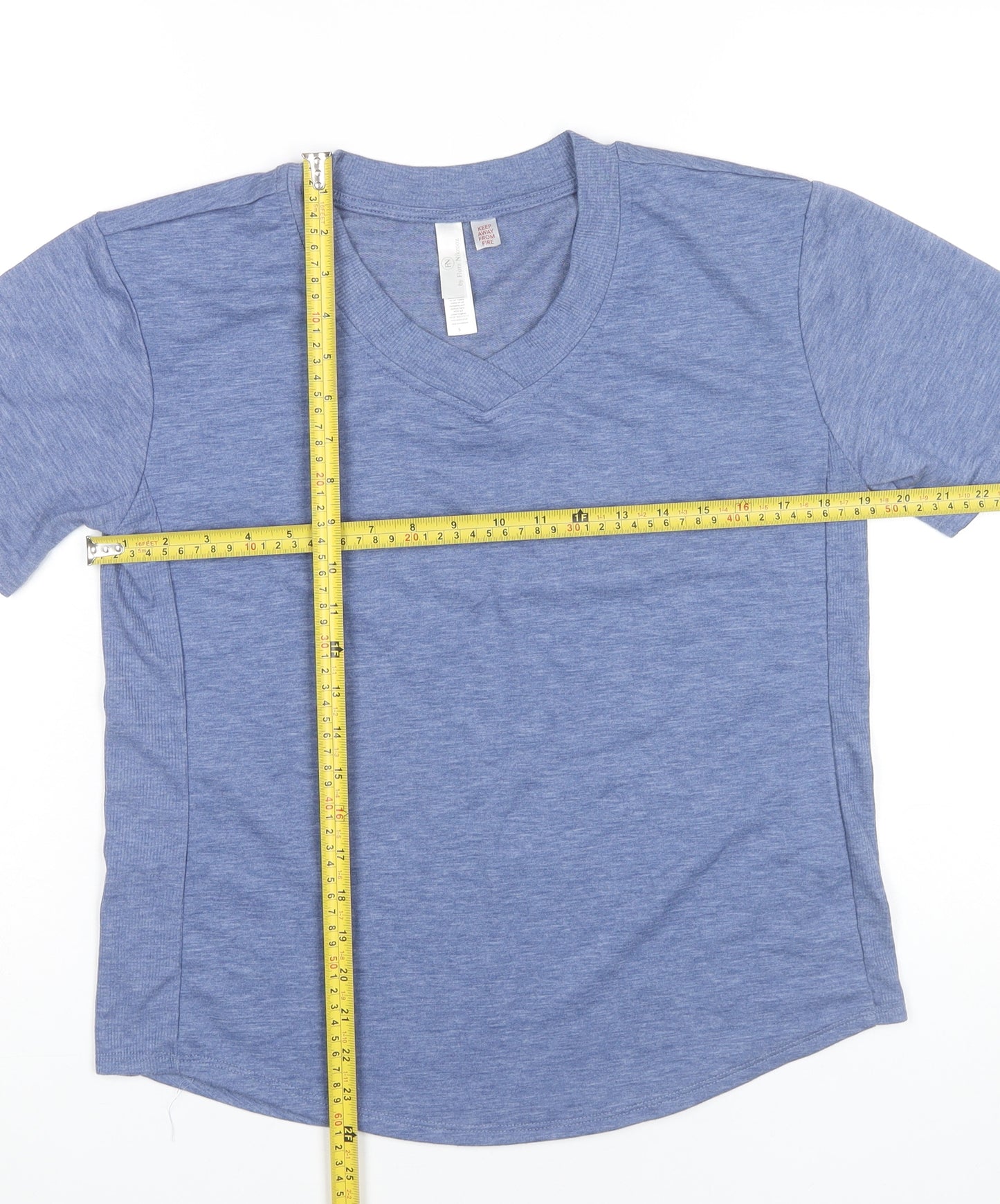 Flora Nikrooz Womens Blue V-Neck Short Sleeve T-Shirt Size S