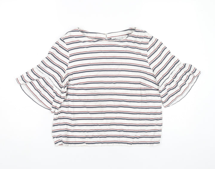 Forever New Womens Striped Blouse Size 10 Multicoloured Flared Sleeve