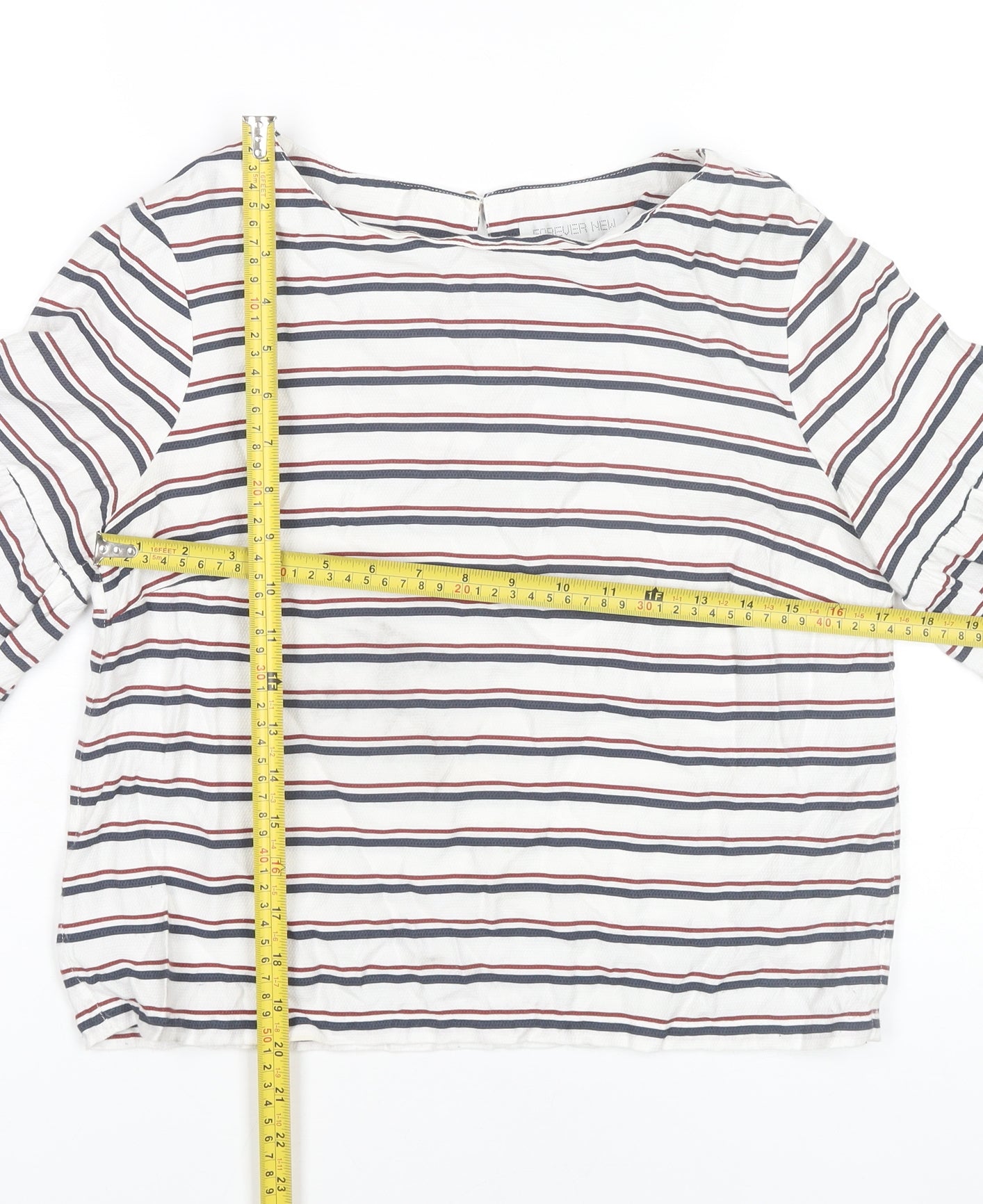 Forever New Womens Striped Blouse Size 10 Multicoloured Flared Sleeve